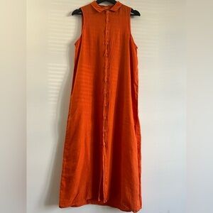 CP Shades Maxi Sleeveless Orange Button-Down Dress